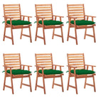 Massief acaciahout tuinstoelen set met kussens voor buiten eten - Groen / 6 - Tuinstoelen