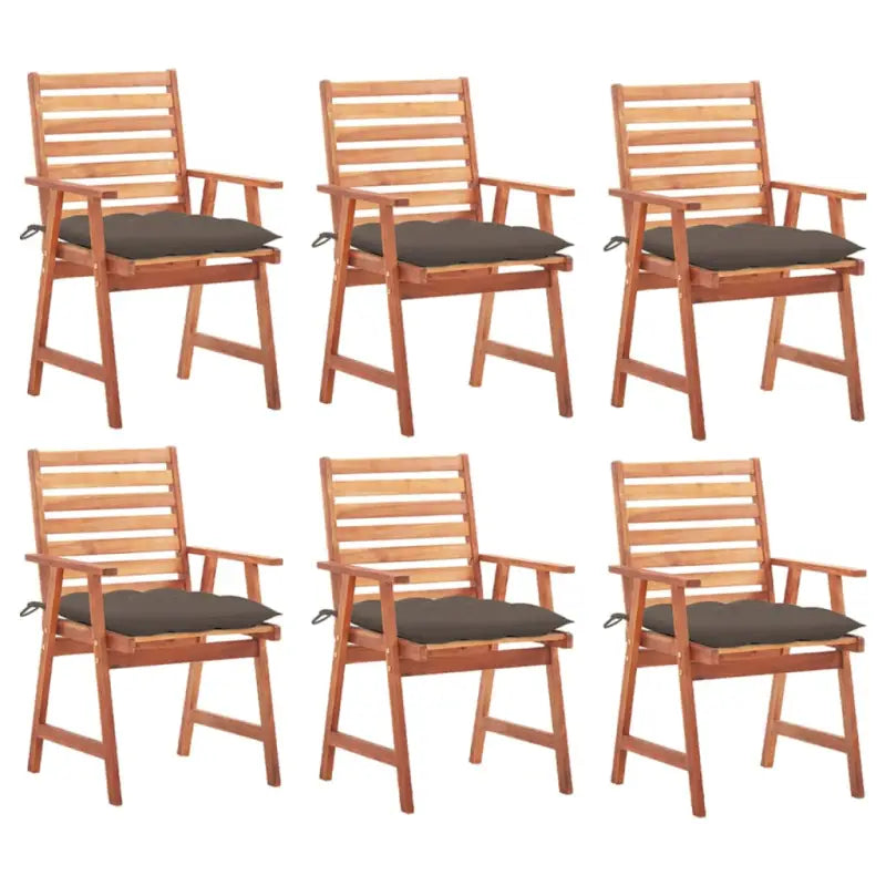 Massief acaciahout tuinstoelen set met kussens voor buiten eten - Taupe / 6 - Tuinstoelen