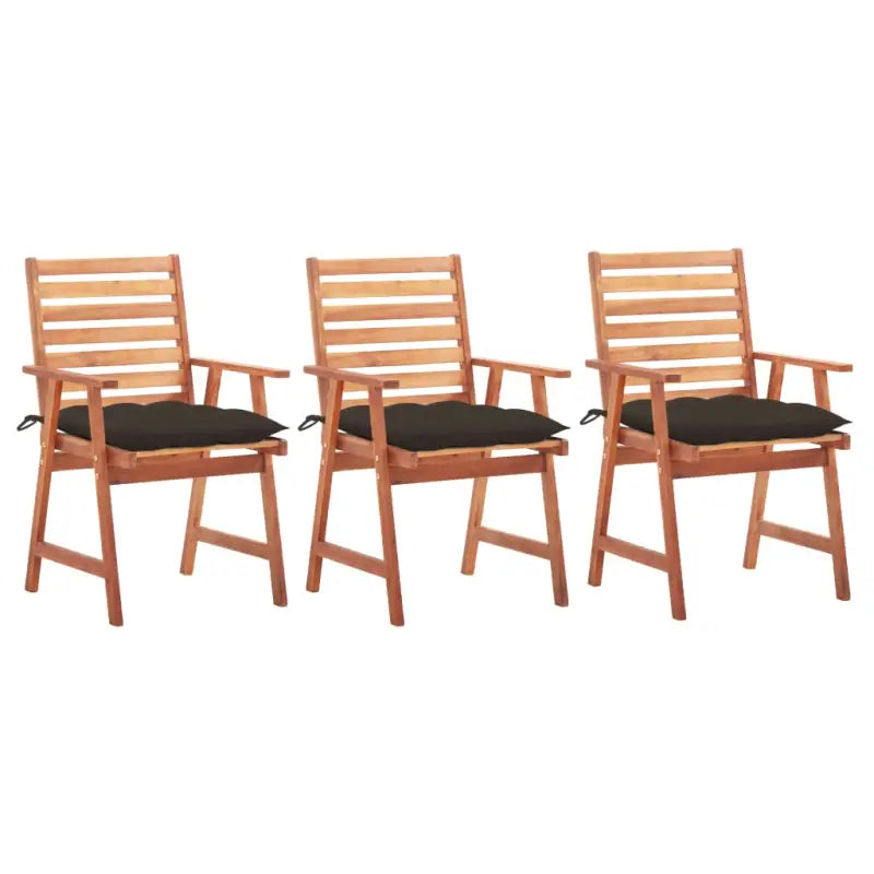Massief acaciahout tuinstoelen set met kussens voor buiten eten - Taupe / 3 - Tuinstoelen