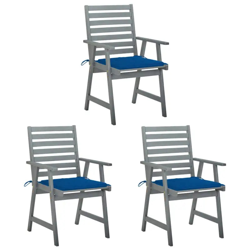 Massief acaciahout tuinstoelen set met kussens voor buitengebruik - koningsblauw / 3 - Tuinstoelen