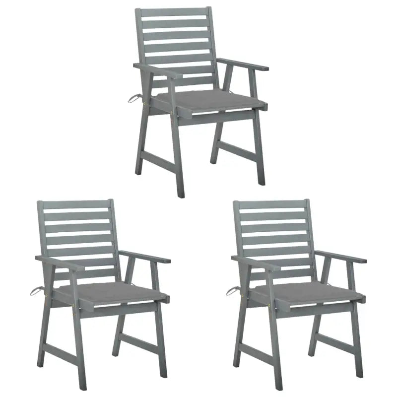 Massief acaciahout tuinstoelen set met kussens voor buitengebruik - Grijs / 3 - Tuinstoelen