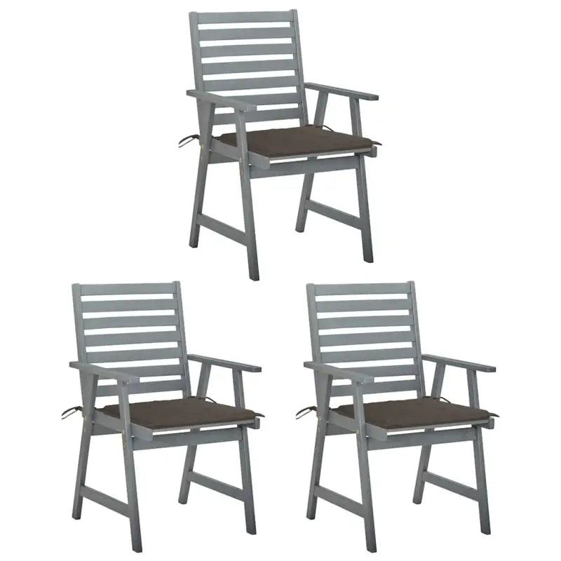 Massief acaciahout tuinstoelen set met kussens voor buitengebruik - Taupe / 3 - Tuinstoelen