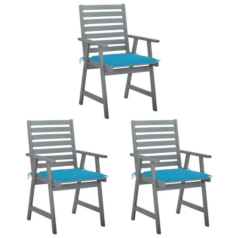 Massief acaciahout tuinstoelen set met kussens voor buitengebruik - Blauw / 3 - Tuinstoelen