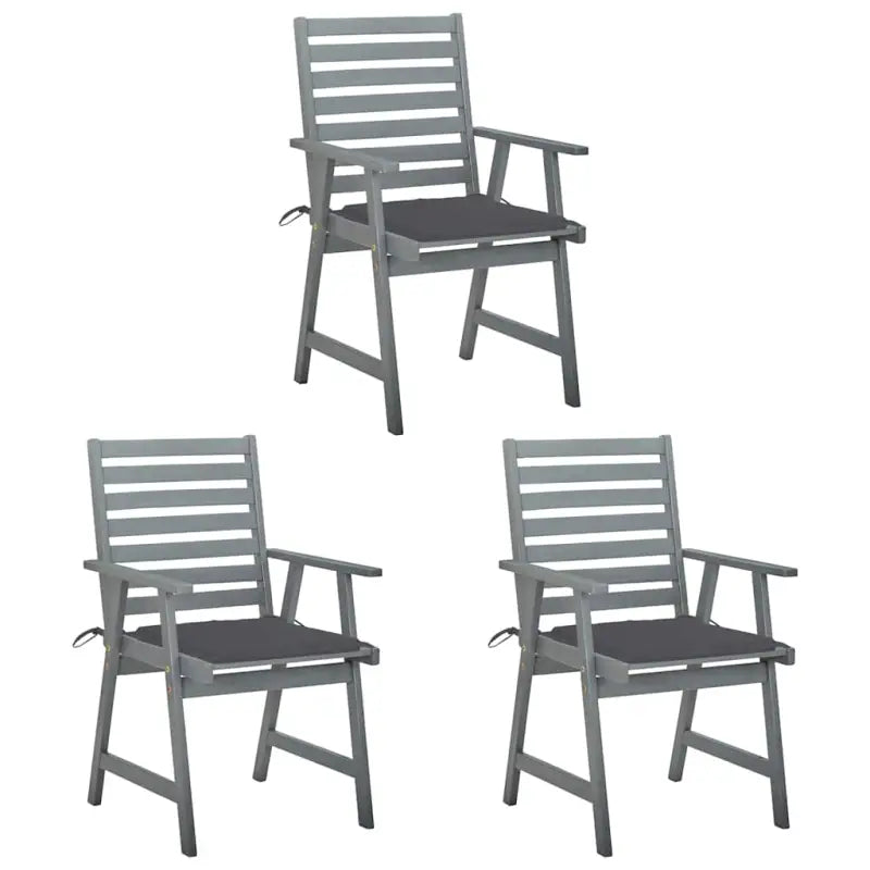 Massief acaciahout tuinstoelen set met kussens voor buitengebruik - Antraciet / 3 - Tuinstoelen