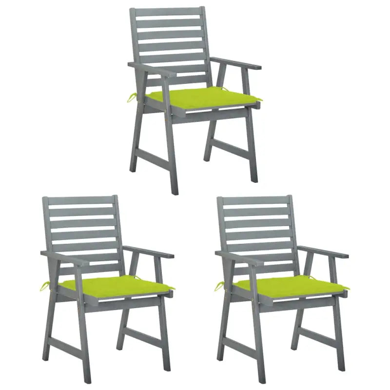 Massief acaciahout tuinstoelen set met kussens voor buitengebruik - Heldergroen / 3 - Tuinstoelen