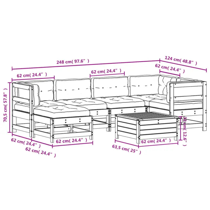 Massief Douglashout loungeset met gelat ontwerp voor in de tuin - Tuinsets