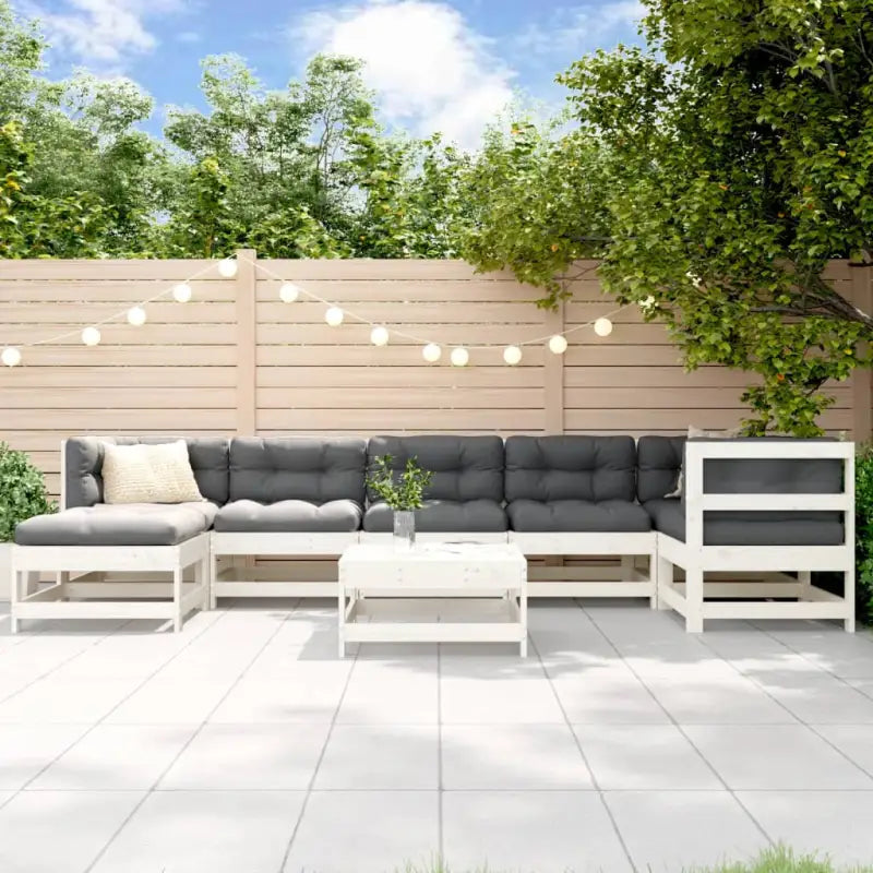 Massief Douglashout loungeset met voetenbank en salontafel voor in de tuin - Wit grenenhout - Tuinsets