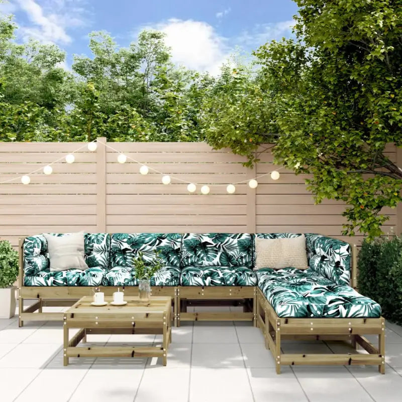 Massief Douglashout loungeset met voetenbank en salontafel voor de tuin - Bruin - Tuinsets