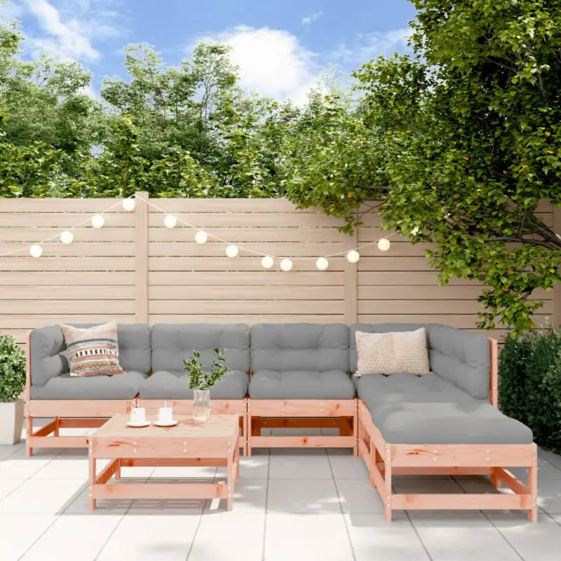 Massief Douglashout loungeset met voetenbank en salontafel voor de tuin - Tuinsets