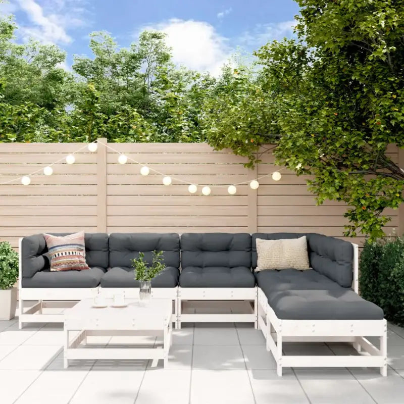 Massief Douglashout loungeset met voetenbank en salontafel voor de tuin - Wit grenenhout - Tuinsets