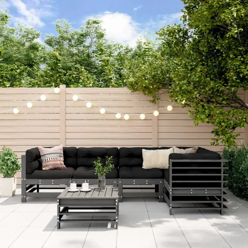 Massief Douglashout Loungeset voor in de Tuin met Zachte Kussens - Grijs grenenhout - Tuinsets