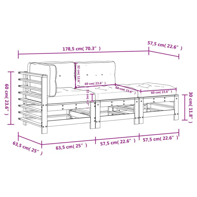 Massief Douglashout Tuin Lounge Set met Zachte Kussens - Tuinsets