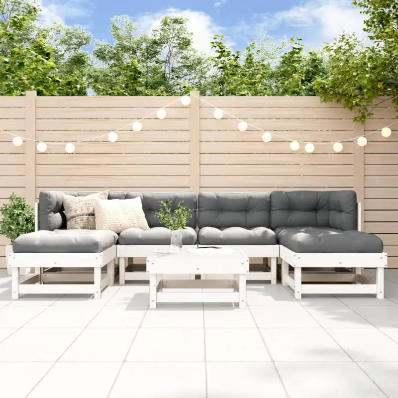 Massief Douglashout tuin loungeset met zachte kussens en gelakt ontwerp - Wit grenenhout - Tuinsets