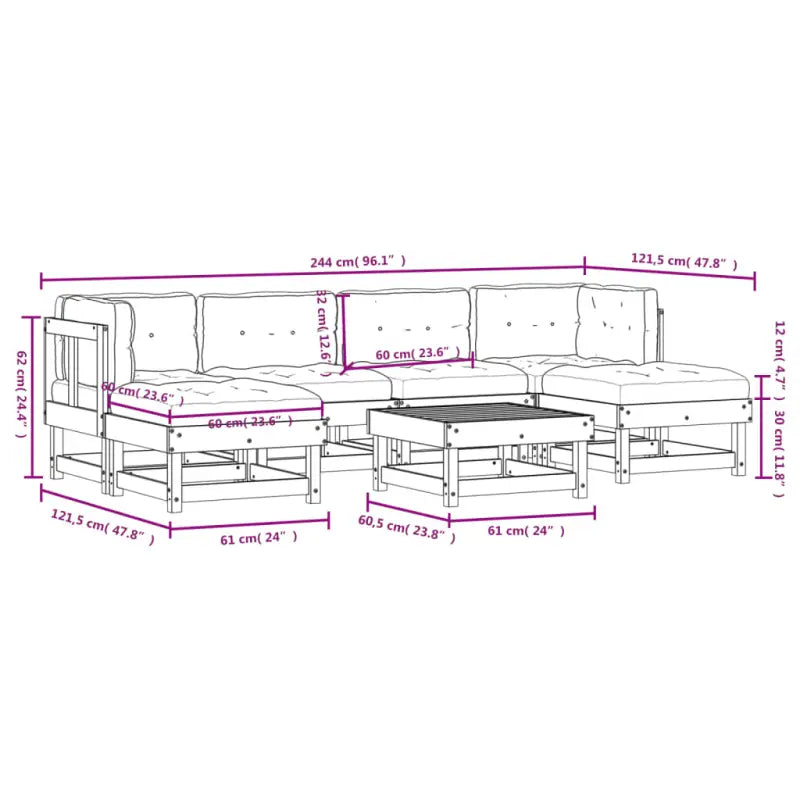 Massief Douglashout tuin loungeset met zachte kussens en gelakt ontwerp - Tuinsets
