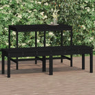 Massief Douglashout Tuinbank met Gelat ontwerp voor buitengebruik - Zwart grenenhout / 159.5 x 44 x 45 cm / 1