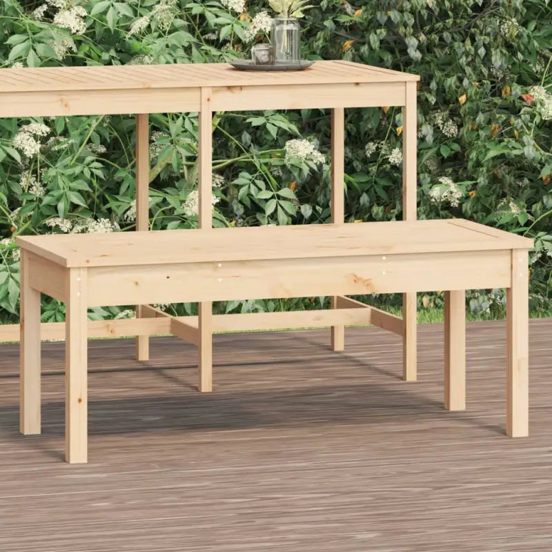 Massief Douglashout Tuinbank met Gelat ontwerp voor buitengebruik - Natuurlijk grenenhout / 109 x 44 x 45 cm / 1