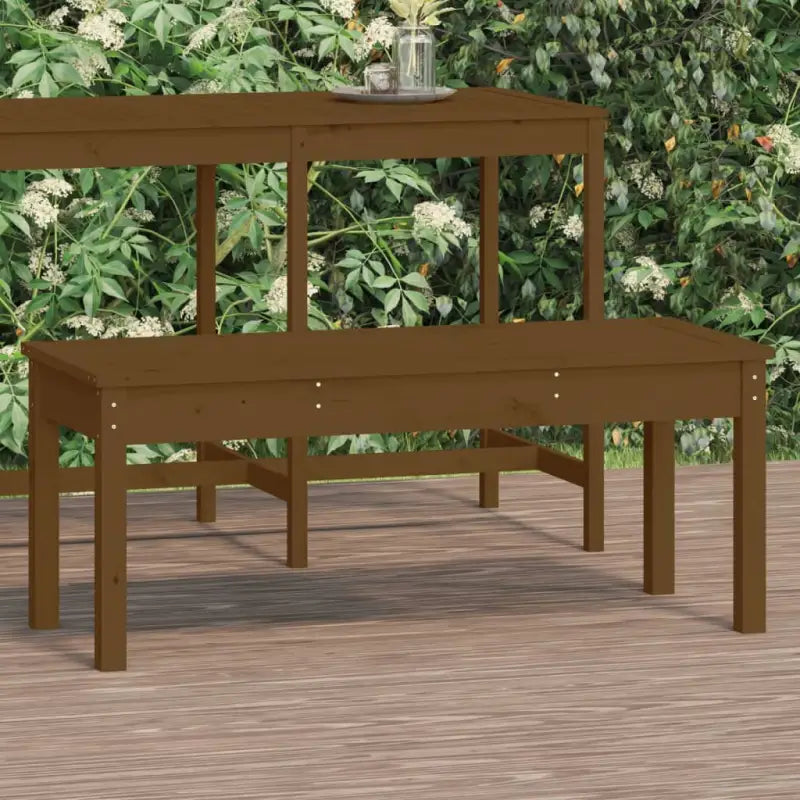 Massief Douglashout Tuinbank met Gelat ontwerp voor buitengebruik - Honingbruin grenenhout / 109 x 44 x 45 cm / 1