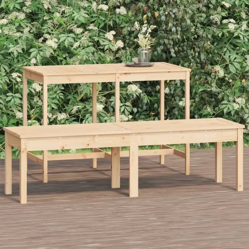 Massief Douglashout Tuinbank met Gelat ontwerp voor buitengebruik - Natuurlijk grenenhout / 159.5 x 44 x 45 cm / 1