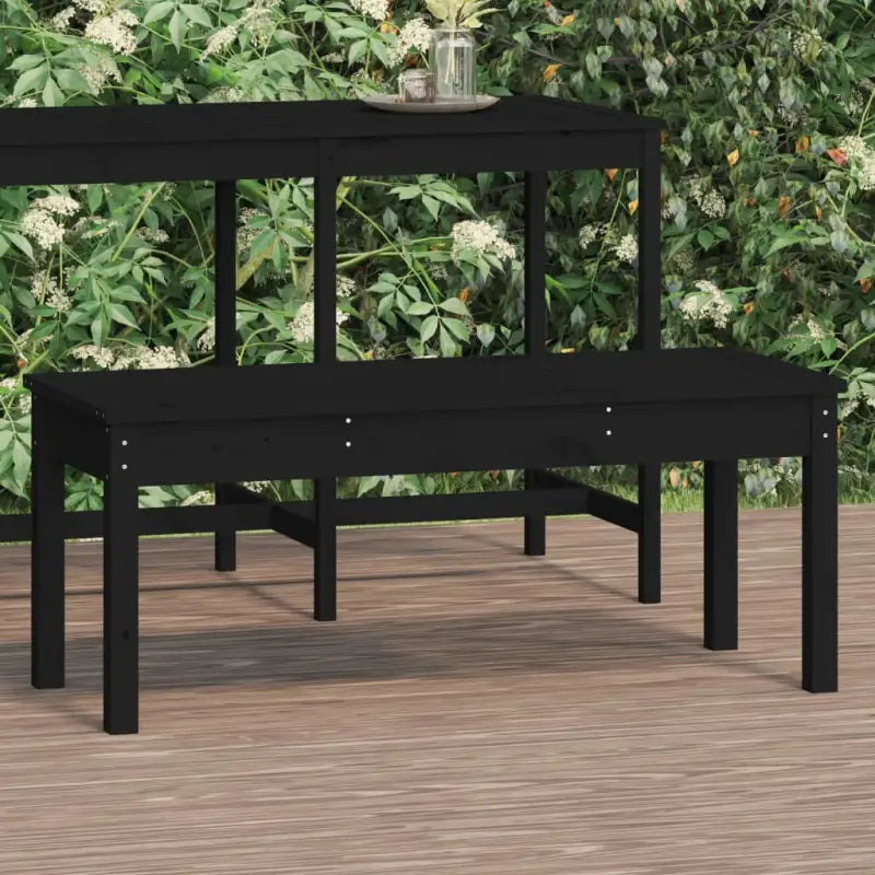 Massief Douglashout Tuinbank met Gelat ontwerp voor buitengebruik - Zwart grenenhout / 109 x 44 x 45 cm / 1 - Tuinbanken