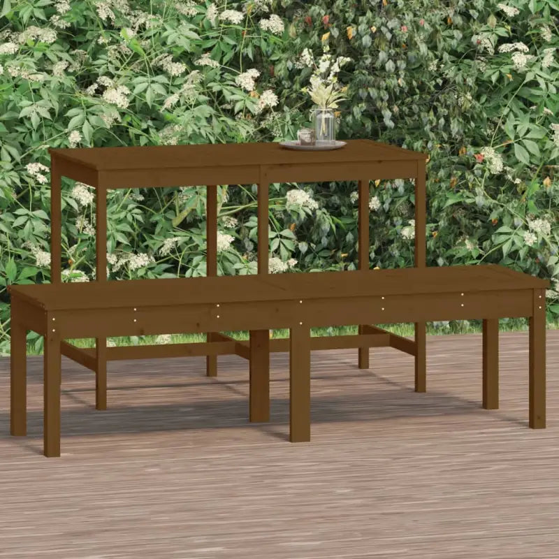 Massief Douglashout Tuinbank met Gelat ontwerp voor buitengebruik - Honingbruin grenenhout / 159.5 x 44 x 45 cm / 1