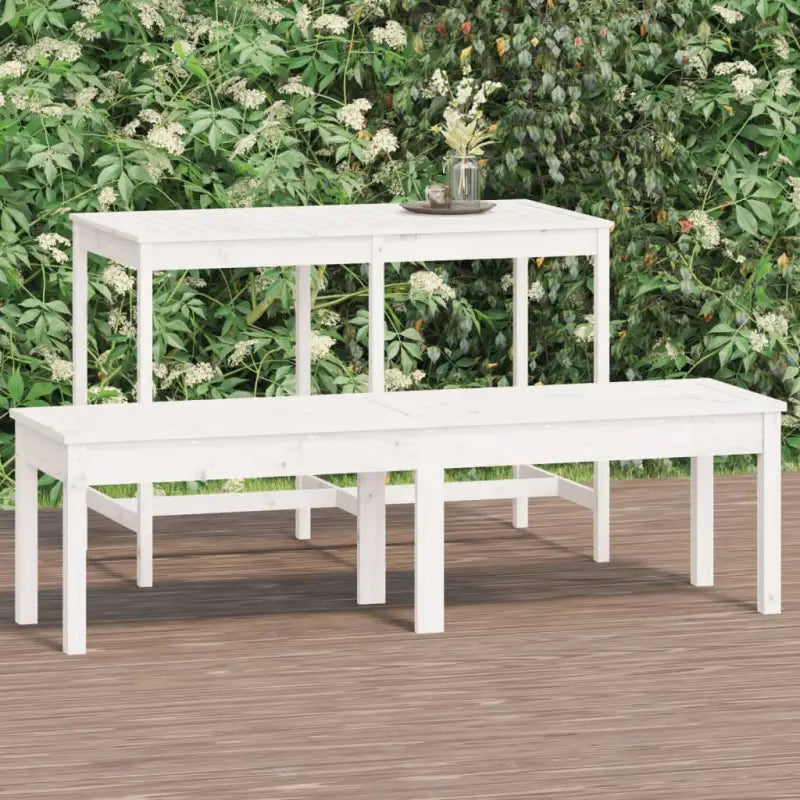 Massief Douglashout Tuinbank met Gelat ontwerp voor buitengebruik - Wit grenenhout / 159.5 x 44 x 45 cm / 1 - Tuinbanken