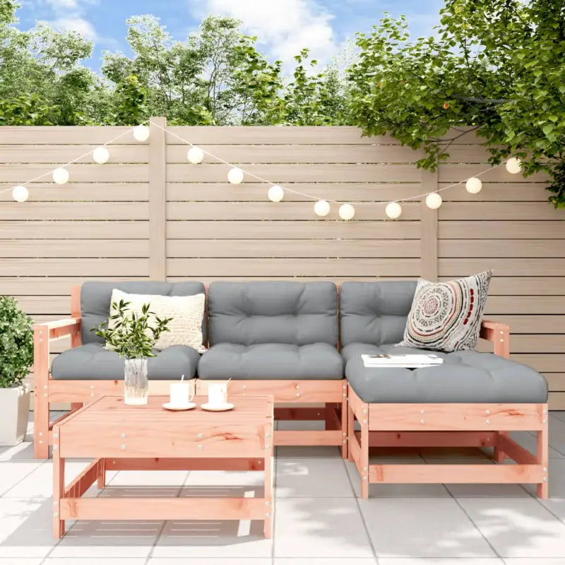 Massief Douglashout Tuinloungeset met voetenbank en salontafel - Natuurlijk douglashout - Tuinsets
