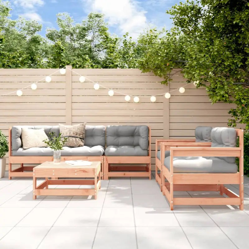 Massief Douglashout tuinset met houten loungeset en zachte kussens - Tuinsets