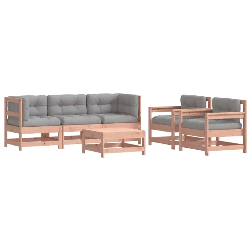 Massief Douglashout tuinset met houten loungeset en zachte kussens - Tuinsets