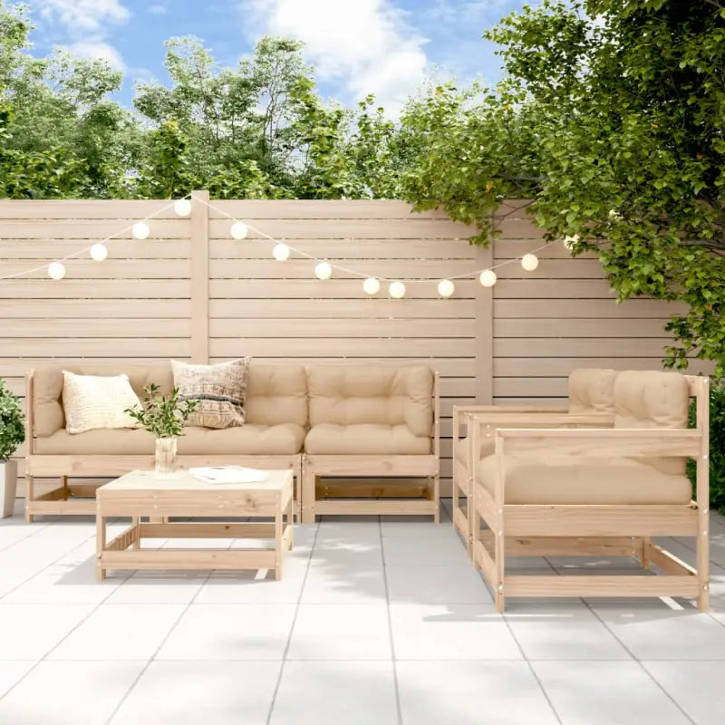 Massief Douglashout tuinset met houten loungeset en zachte kussens - Natuurlijk grenenhout - Tuinsets