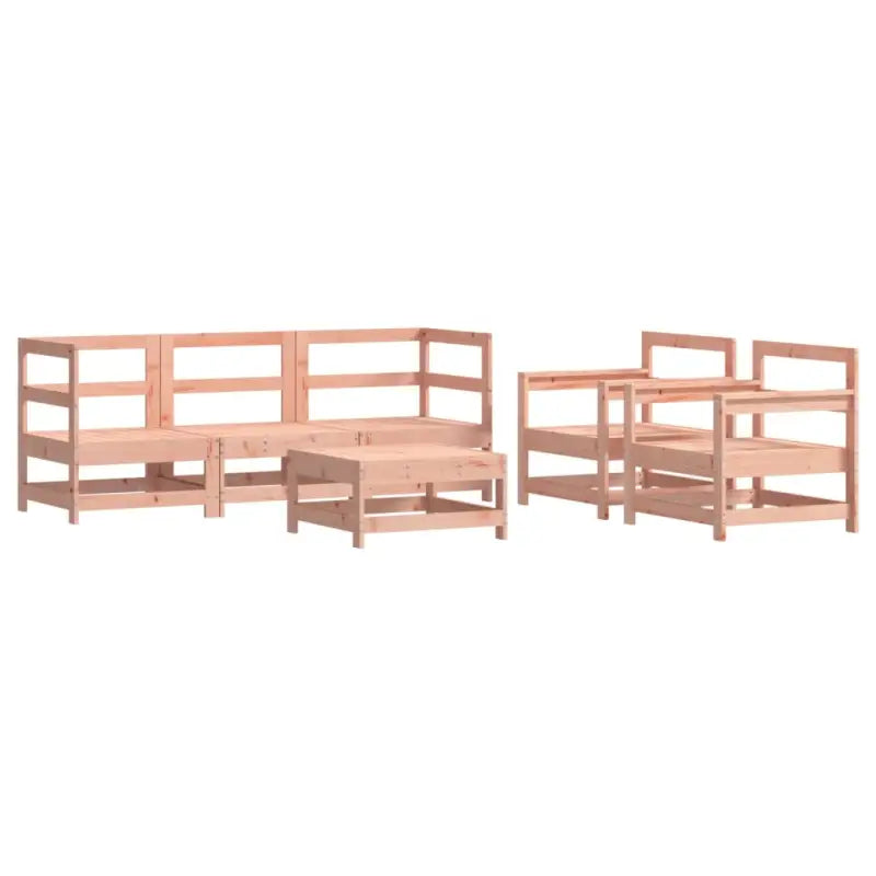 Massief Douglashout tuinset met houten loungeset en zachte kussens - Tuinsets