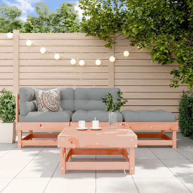 Massief Douglashout tuinset met loungeset en voetenbank of salontafel - Tuinsets