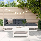 Massief Douglashout tuinset met loungeset en voetenbank of salontafel - Wit grenenhout - Tuinsets
