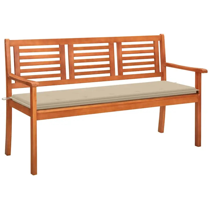 Massief Eucalyptushout Tuinbank met Kussen voor Buitenruimte - Beige / 150 cm / 1 - Tuinbanken
