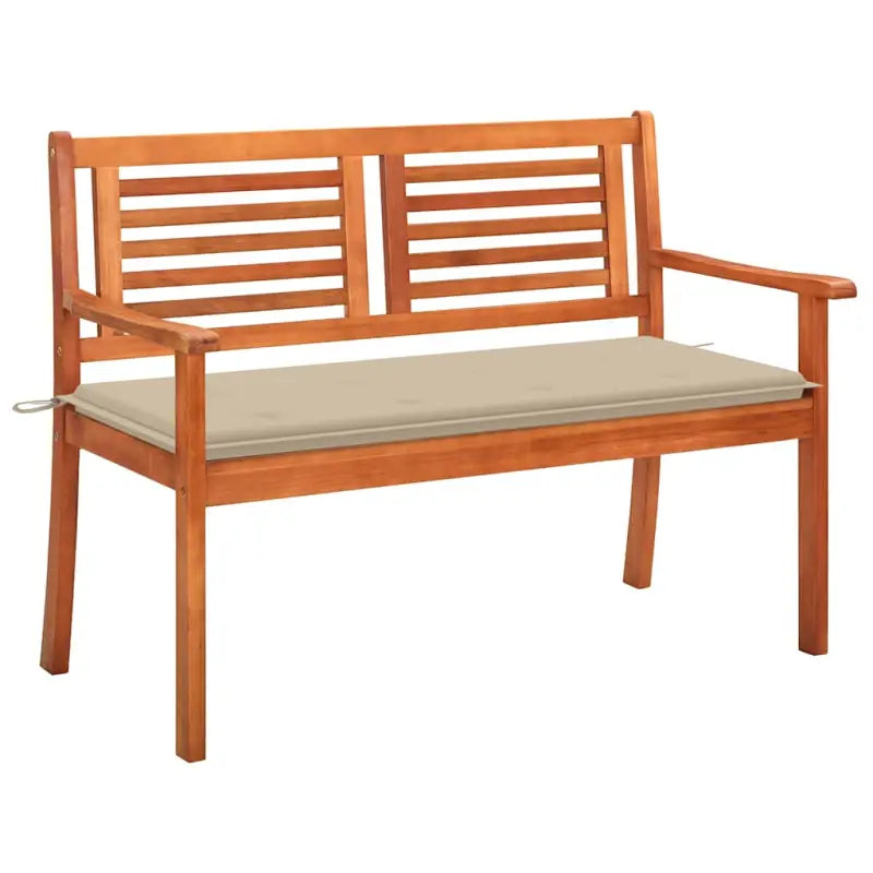Massief Eucalyptushout Tuinbank met Kussen voor Buitenruimte - Beige / 120 cm / 1 - Tuinbanken