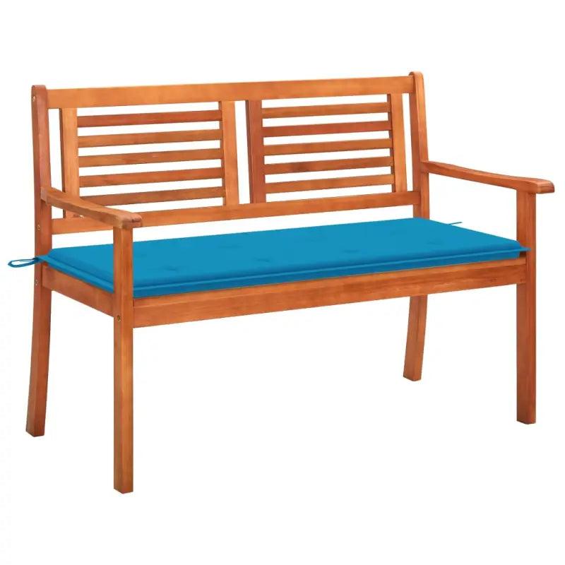 Massief Eucalyptushout Tuinbank met Kussen voor Buitenruimte - Blauw / 120 cm / 1 - Tuinbanken