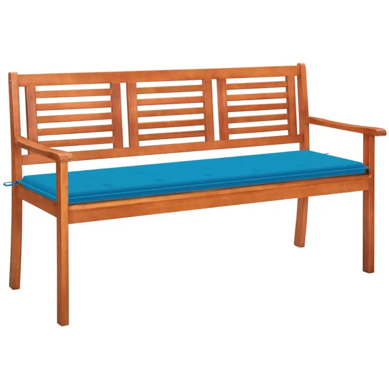 Massief Eucalyptushout Tuinbank met Kussen voor Buitenruimte - Blauw / 150 cm / 1 - Tuinbanken