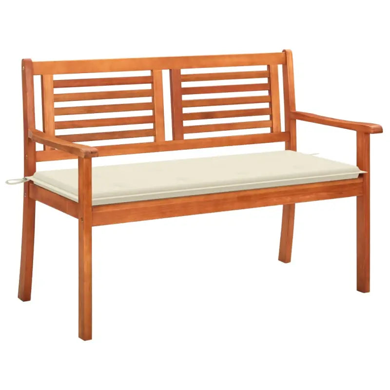 Massief Eucalyptushout Tuinbank met Kussen voor Buitenruimte - Crème / 120 cm / 1 - Tuinbanken
