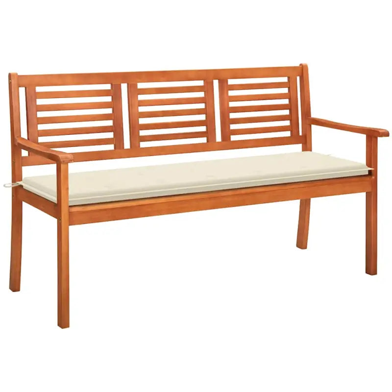 Massief Eucalyptushout Tuinbank met Kussen voor Buitenruimte - Crème / 150 cm / 1 - Tuinbanken