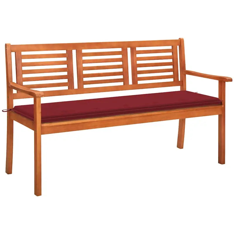 Massief Eucalyptushout Tuinbank met Kussen voor Buitenruimte - Wijnrood / 150 cm / 1 - Tuinbanken
