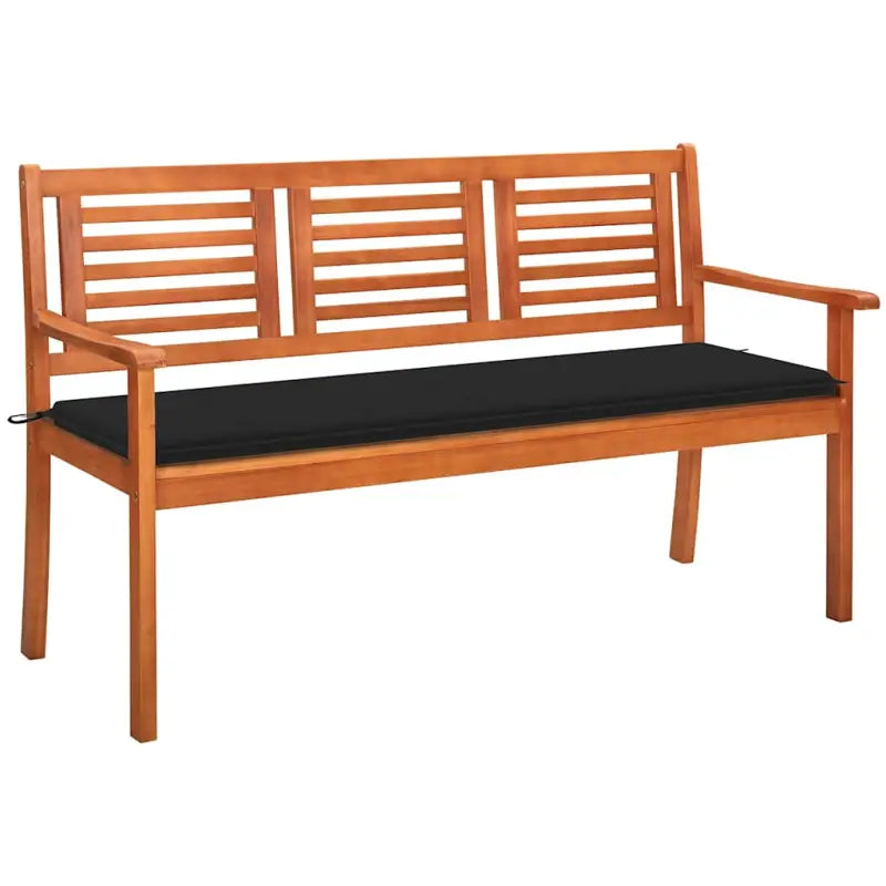 Massief Eucalyptushout Tuinbank met Kussen voor Buitenruimte - Zwart / 150 cm / 1 - Tuinbanken