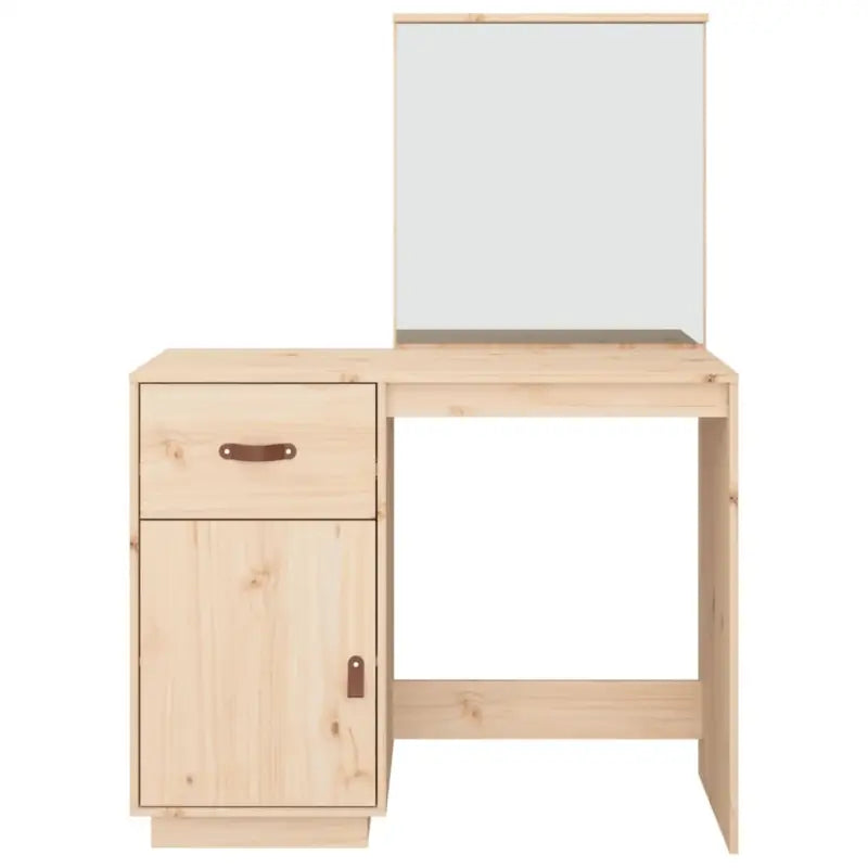 Massief Grenen Houten Slaapkamerkaptafel met Spiegel - Slaapkamerkaptafels