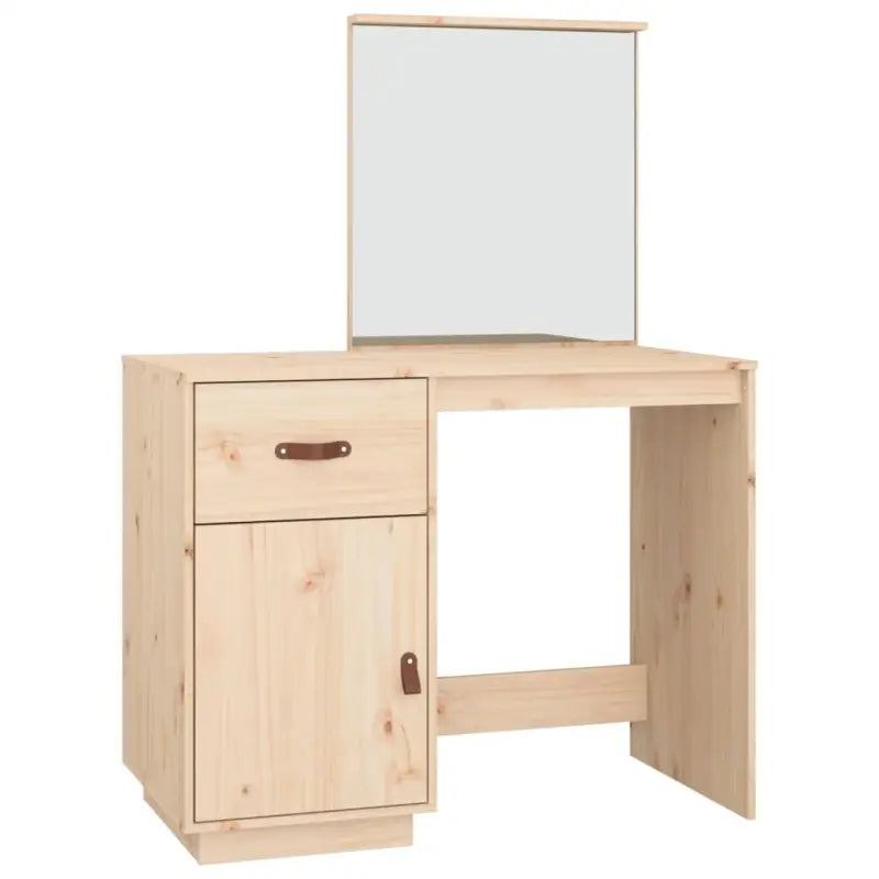 Massief Grenen Houten Slaapkamerkaptafel met Spiegel - Slaapkamerkaptafels
