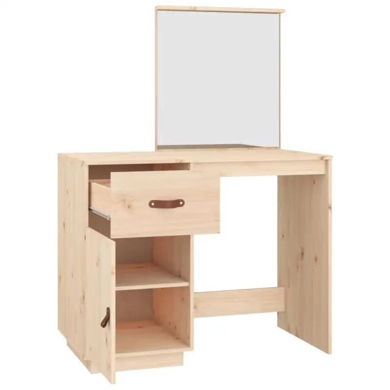 Massief Grenen Houten Slaapkamerkaptafel met Spiegel - Slaapkamerkaptafels