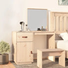 Massief Grenen Houten Slaapkamerkaptafel met Spiegel - Naturel / 1 - Slaapkamerkaptafels