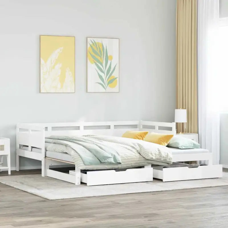 Massief Grenenhout 2-in-1 Slaapbank met Onderschuifbed - Bedden & bedframes