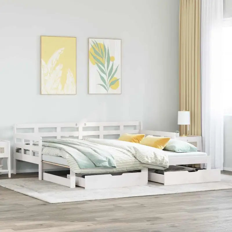 Massief Grenenhout 2-in-1 Slaapbank met Onderschuifbed - Bedden & bedframes