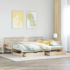 Massief Grenenhout 2-in-1 Slaapbank met Onderschuifbed - Naturel / 90 x 190 cm - Bedden & bedframes