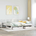 Massief Grenenhout 2-in-1 Slaapbank met Onderschuifbed - Wit / 80 x 200 cm - Bedden & bedframes