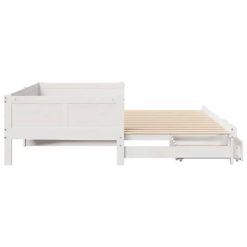 Massief Grenenhout 2-in-1 Slaapbank met Onderschuifbed - Wit / 80 x 200 cm - Bedden & bedframes