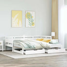 Massief Grenenhout 2-in-1 Slaapbank met Onderschuifbed - Wit / 90 x 190 cm - Bedden & bedframes